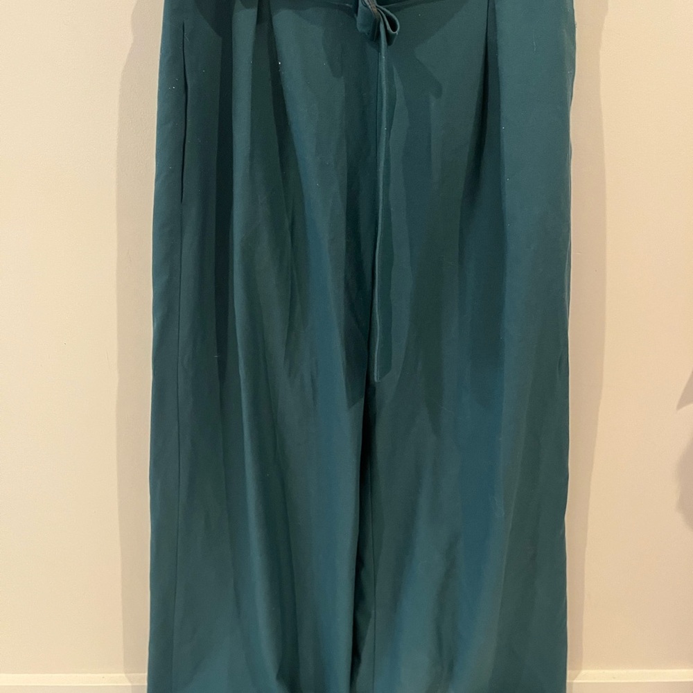Max co Max Mara wide leg pants 42 S pine green wool